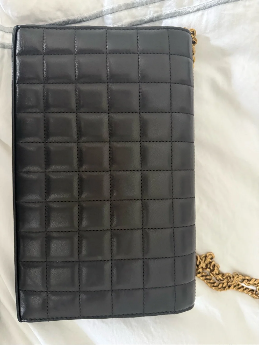 Saint Laurent Black Quilted Leather Shoulder Bag with Gold YSL Chain - Picture 6 of 11